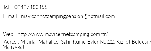 Mavi Cennet Camping Pansiyon telefon numaralar, faks, e-mail, posta adresi ve iletiim bilgileri